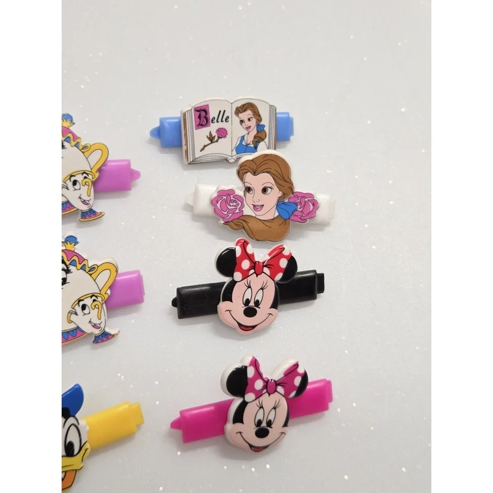 Vintage 90s Goody Beauty & The Beast Mickey Minnie Donald Disney Hair Barrettes
